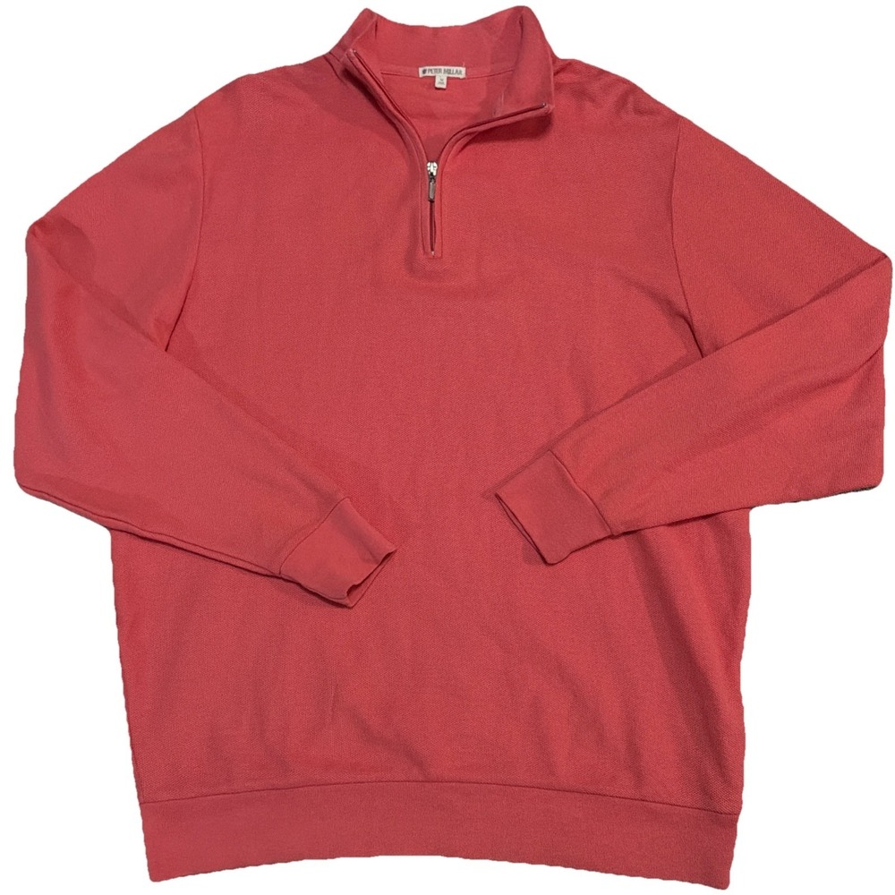 Peter Millar 1/4 Zip Coral Color Golf Pullover Size Men's Medium Long Sleeve